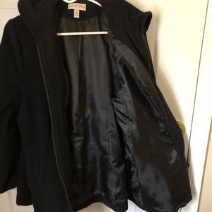 Black wool zip pea coat